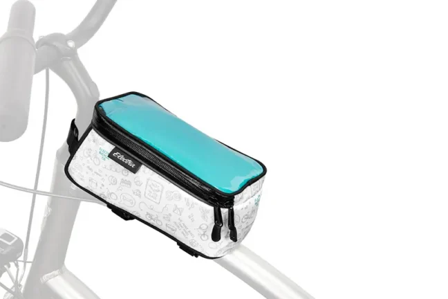 Bike Phone Bag White on the bike