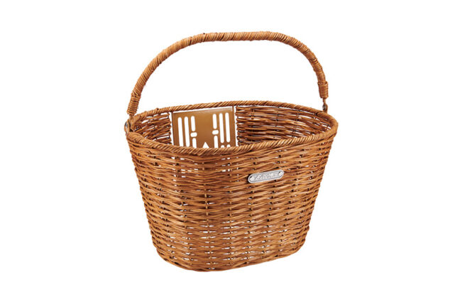 Wheel basket with quick-release fastening clip braided from rivets